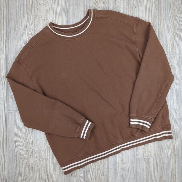 Good fellow & Co Men’s Large Brown White Striped Pullover Crewneck Sweater - Picture 1 of 6